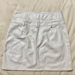 White Faux Leather Mini Skirt with Zipper